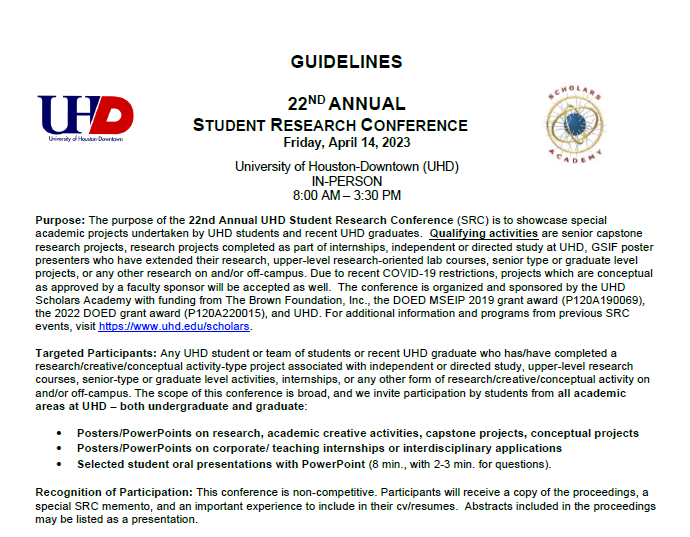 Student Research Conference Guidelines