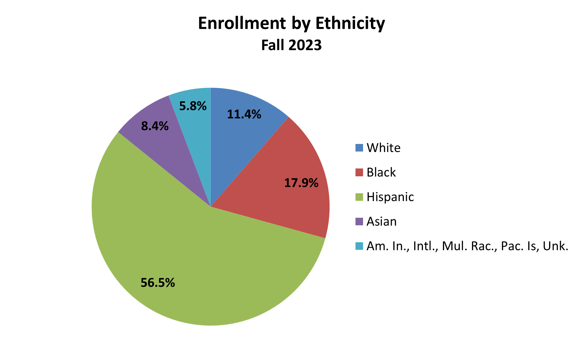 Enrollment by ethnicity pie chart