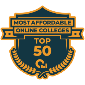 Most affordable online colleges Top 50 badge