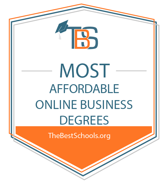Badge for most affordable online business degrees