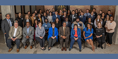 Ted Bauer Group Photo of students and board of directors