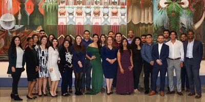 Esther Castro and the FMA student organization at UHD's 2019 Banquet.