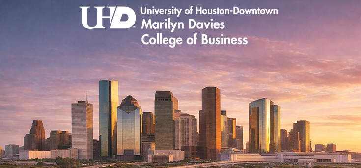 City of Houston Skyline with Marilyn Davies College of Business