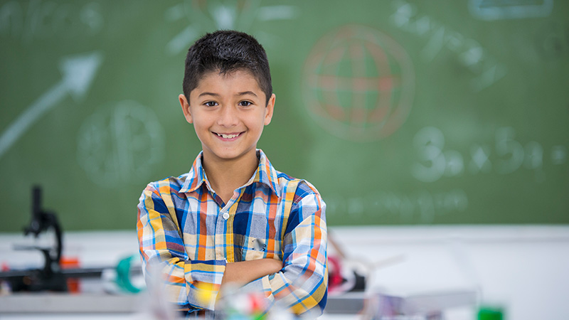 Student in a classroom