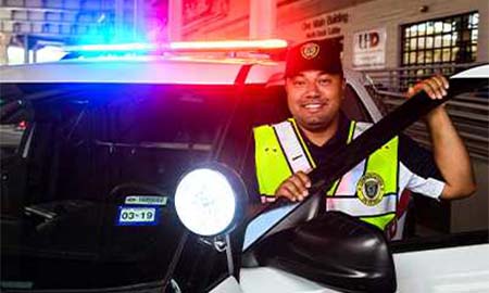 Police officer smiling