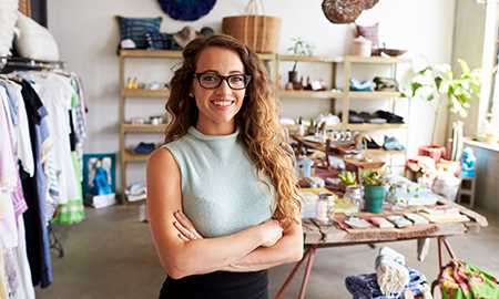 Woman smiling in retail store