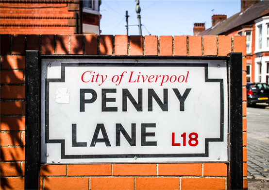 Penny Lane street sign in Liverpool, England