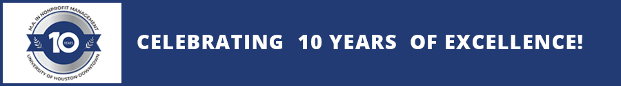 celebrating 10 years of the Nonprofit Management degree program banner