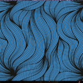 wavy blue lines outlined in thick black ink