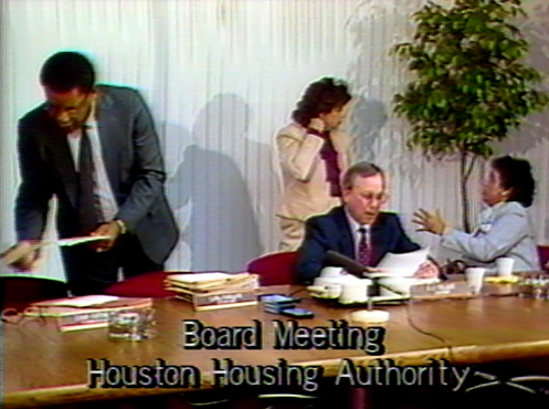 still photo from Alligator Horses about the 4th Ward, people in a board room meeting of the Houston Housing Authority
