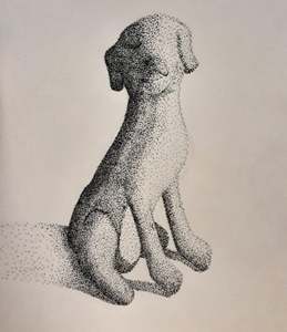 hand drawn stipple effect dog