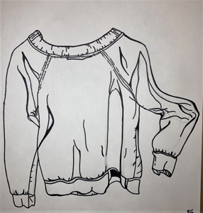 hand drawn sweatshirt with wide neck