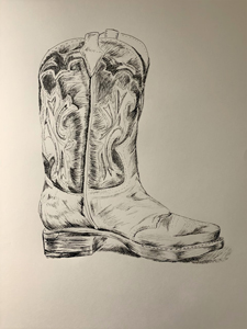 hand drawn single cowboy boot
