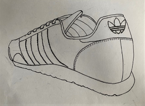 hand drawn Addias shoe from rear angle