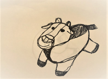 hand-drawn cartoonish cow
