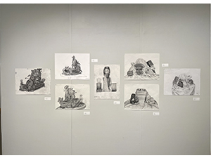 Section of O'Kane Gallery 2022 Student Art Exhibit - Drawing