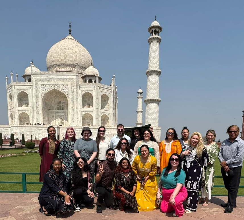 Students and teacher in India