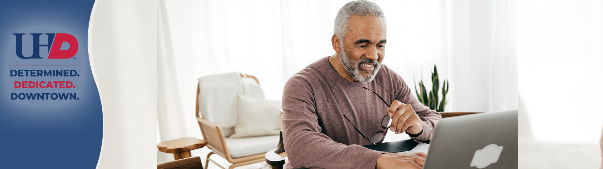 Older Adult looking at laptop