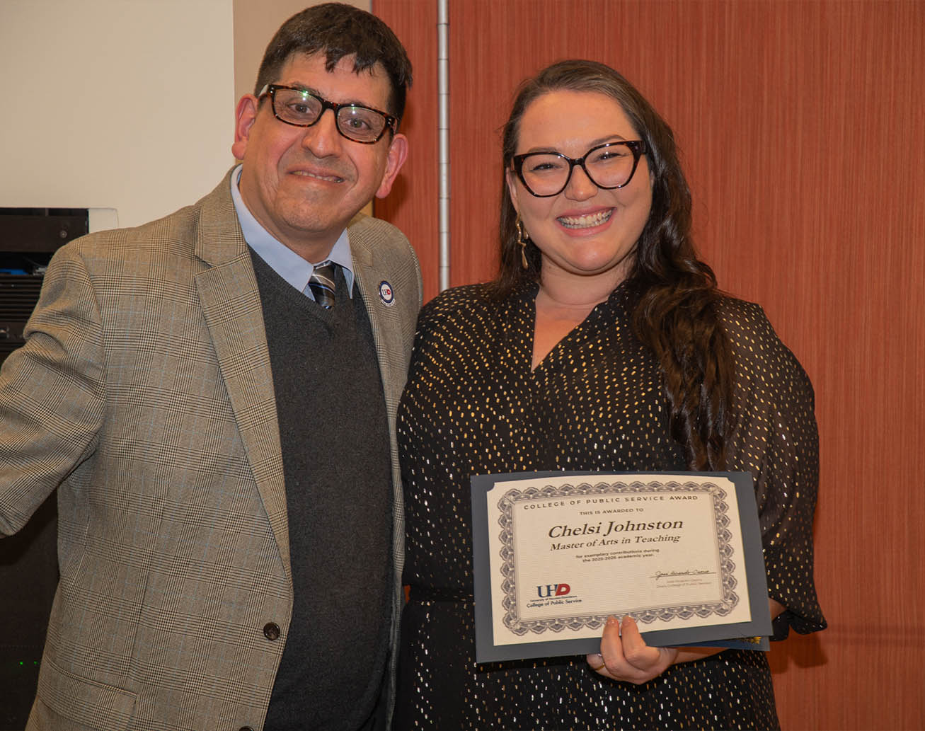 Student award winner with Assistant Dean