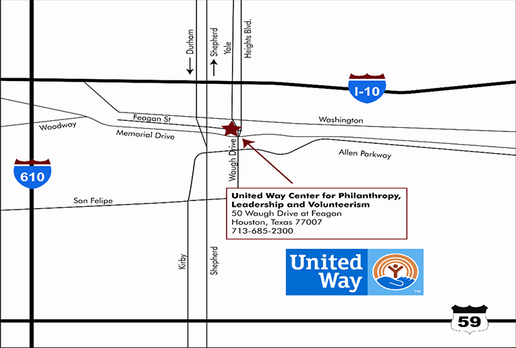 Directions to teh United Way for Philanthropy, Leadership and Volunteerism
