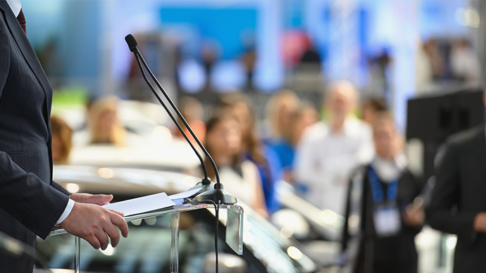 Podium at a presentation