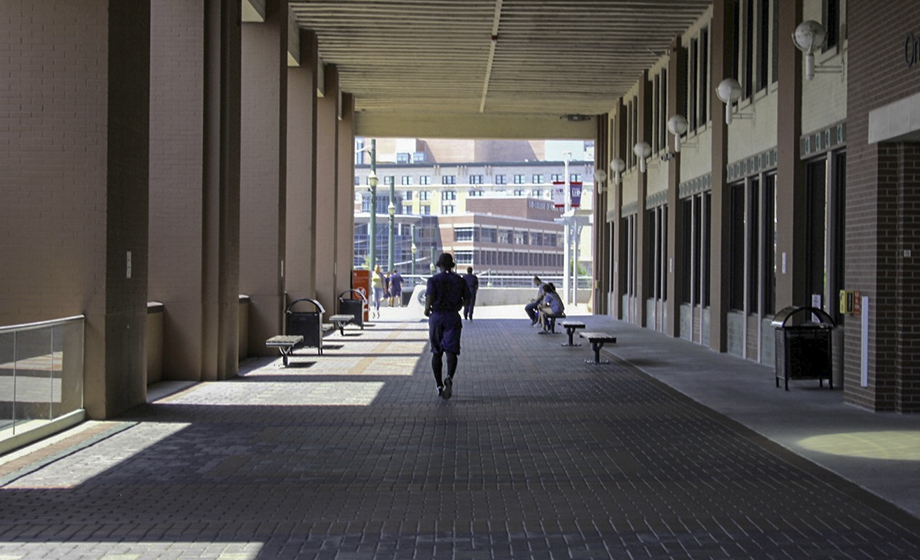 Cadets running around UHD Campus