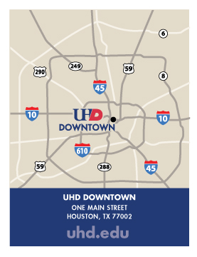 Map of Downtown Houston to UHD