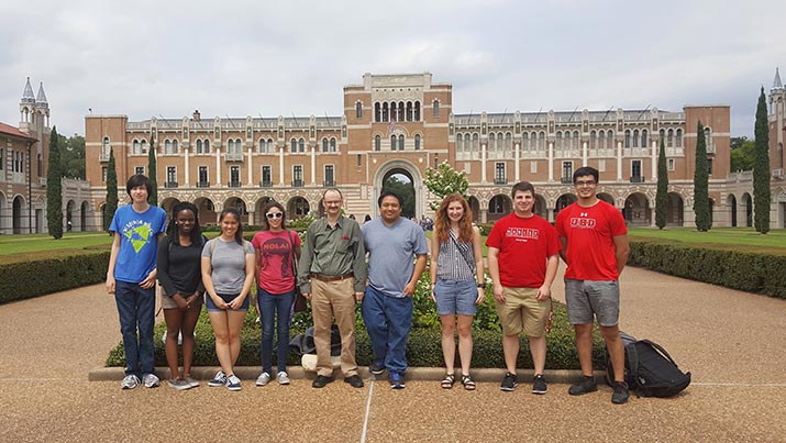 Students Touring Rice University campus