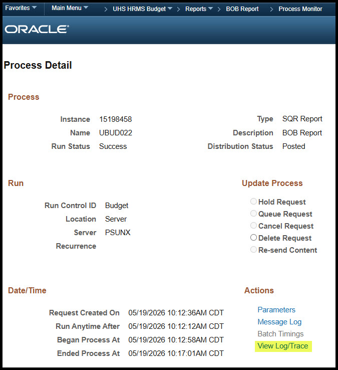 view log trace