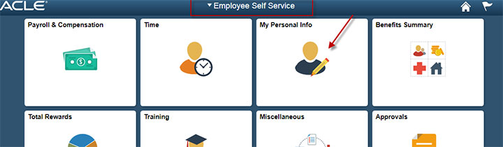 employee homepage screen in PeopleSoft