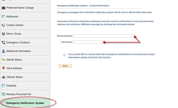 Emergency Notification System link location in PeopleSoft