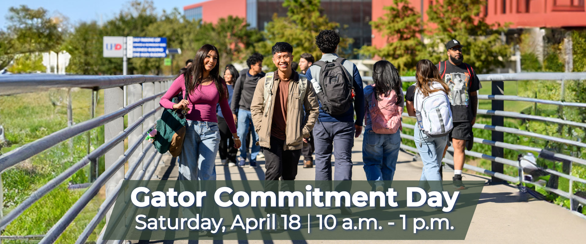 UHD Student walking on bridge 