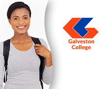 Student and Galveston College logo