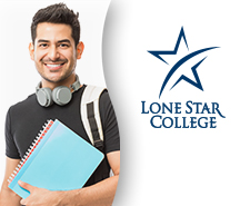 Student and Lone Star College logo