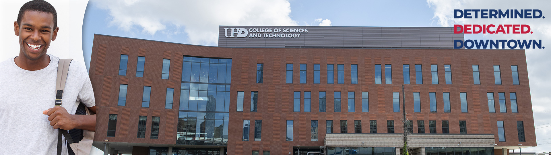 student and view of the College of Sciences and Technology