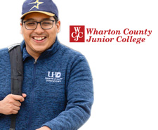 Student and Wharton County Junior College logo