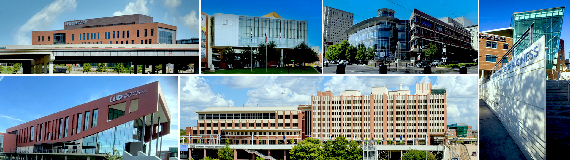 collage of different UHD buildings