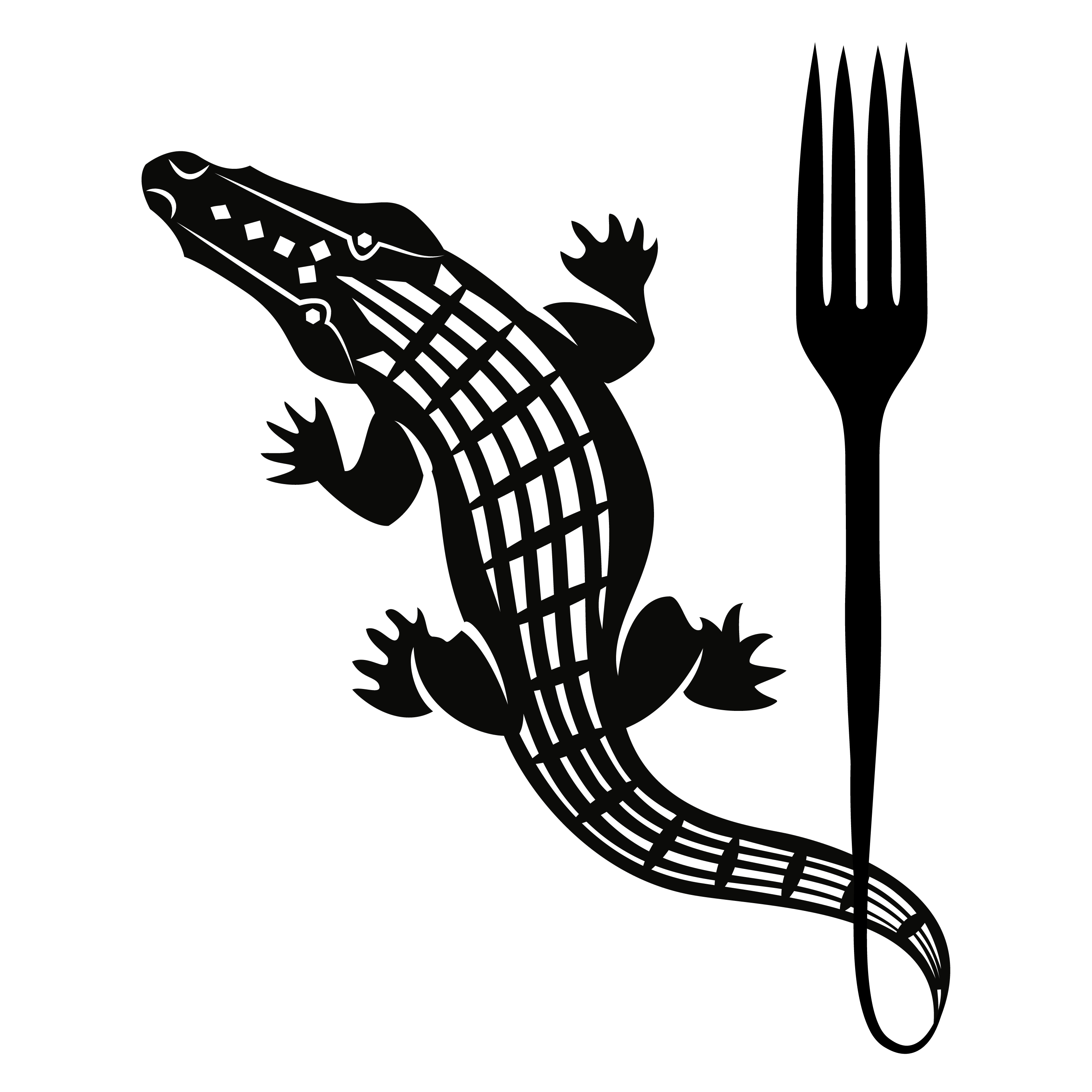 Gator with fork coming from tail