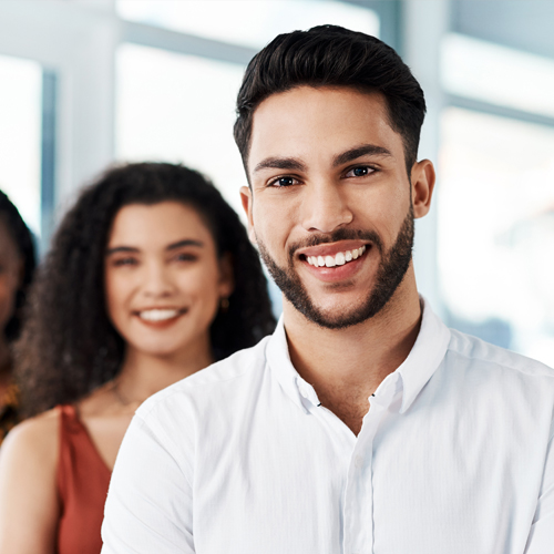 young professionals miling