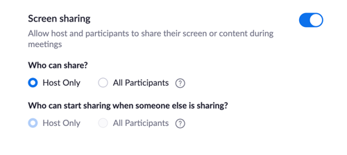 Zoom share settings