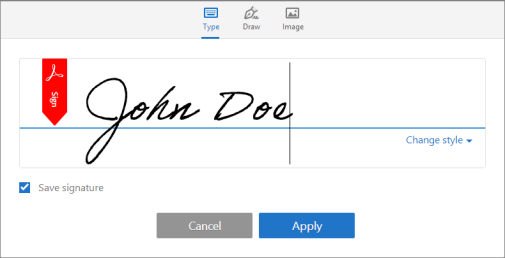 Type, draw, or import a signature image
