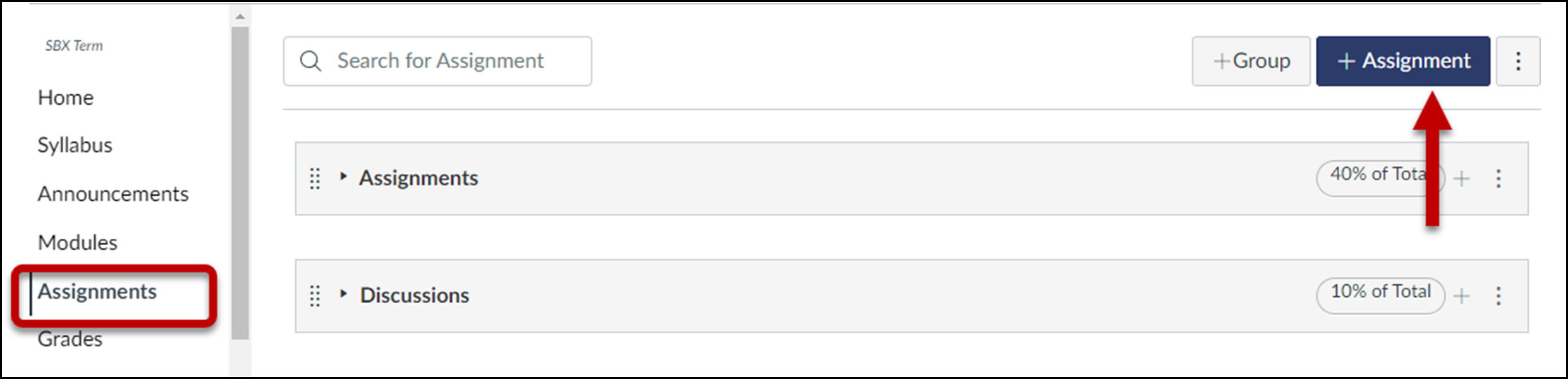 Add assignment button