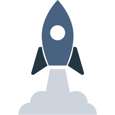 Decorative graphic of a rocket ship taking off.