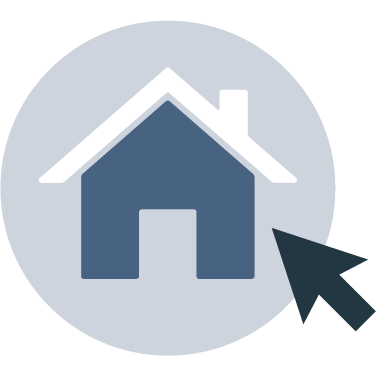 Decorative graphic of a arrow pointing at a house.