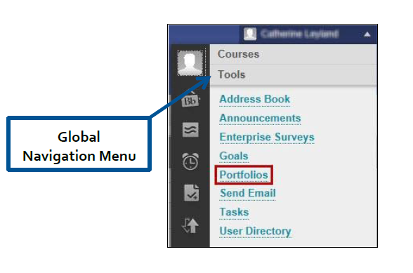a screenshot of the Portfolio Tools menu