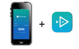 a screenshot of a phone and the iClicker app icon
