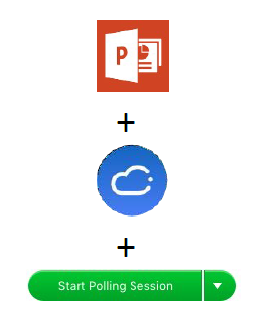 a screenshot of the PowerPoint icon, iClicker icon, and the Start Polling Session button