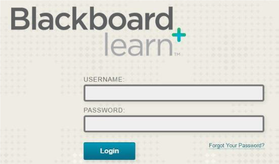 a screenshot of the Blackboard login screen
