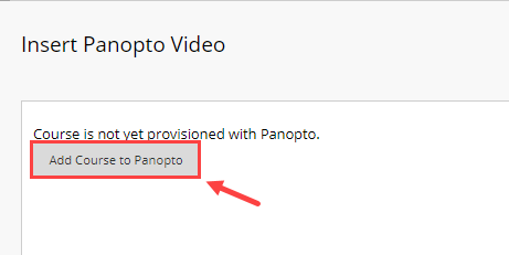 Highlighting the add course to Panopto button.