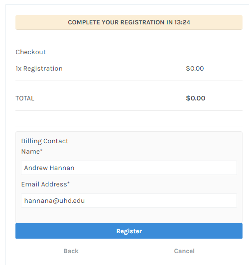 a screenshot of the billing form